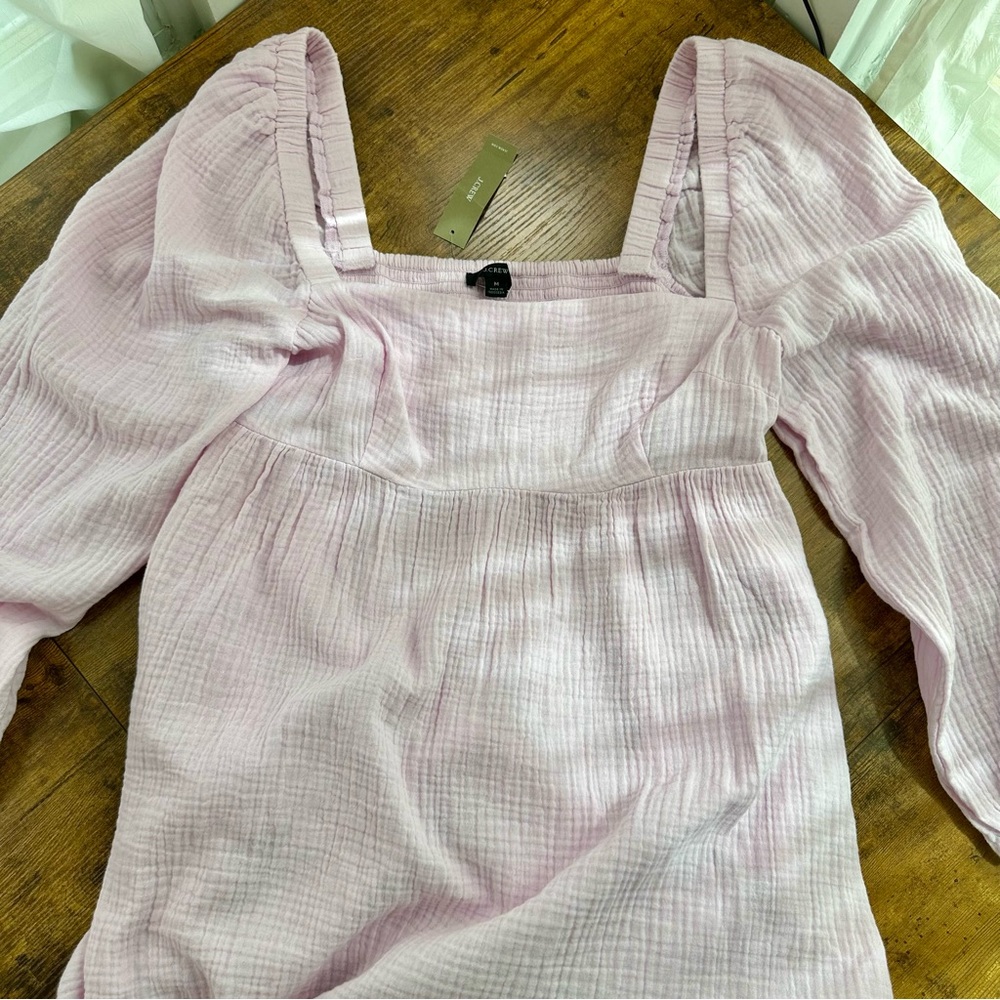 J. Crew Square Neck Soft Gauze Dress, Frosty Lavender,  Medium - Picture 7 of 16